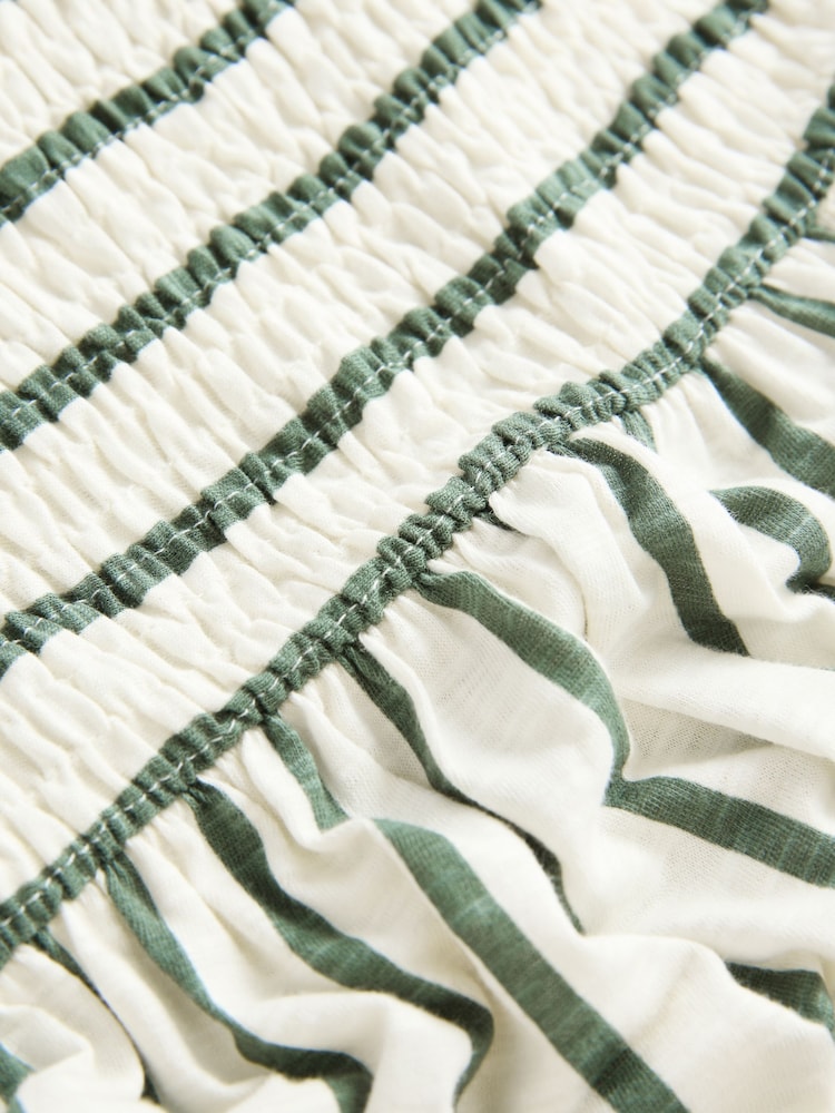 Verde/crudo - Vestido a media pierna de verano con volantes y estampado de palabra de honor - Imagen 8 de 8
