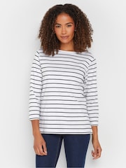 M&Co Red/Navy Blue Striped Slash Neck 100% Cotton T-Shirts 2 Pack - Image 2 of 8
