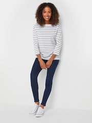 M&Co Red/Navy Blue Striped Slash Neck 100% Cotton T-Shirts 2 Pack - Image 3 of 8