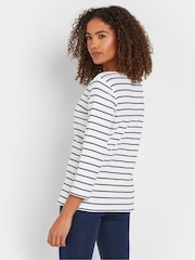 M&Co Red/Navy Blue Striped Slash Neck 100% Cotton T-Shirts 2 Pack - Image 4 of 8