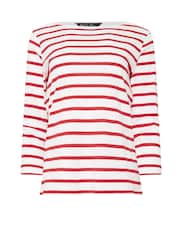 M&Co Red/Navy Blue Striped Slash Neck 100% Cotton T-Shirts 2 Pack - Image 8 of 8