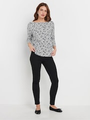 M&Co Navy Blue & White Ditsy Floral Top - Image 2 of 5