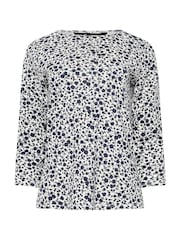 M&Co Navy Blue & White Ditsy Floral Top - Image 5 of 5