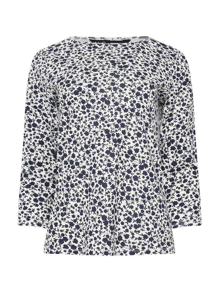 M&Co Navy Blue & White Ditsy Floral Top - Image 5 of 5