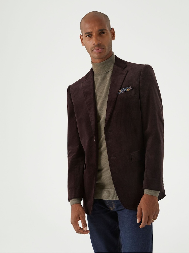 Skopes Brown Tailored Fit Corduroy Taylor Jacket - Image 2 of 6 Skopes Brown Tailored Fit Corduroy Taylor Jacket - Image 2 of 6