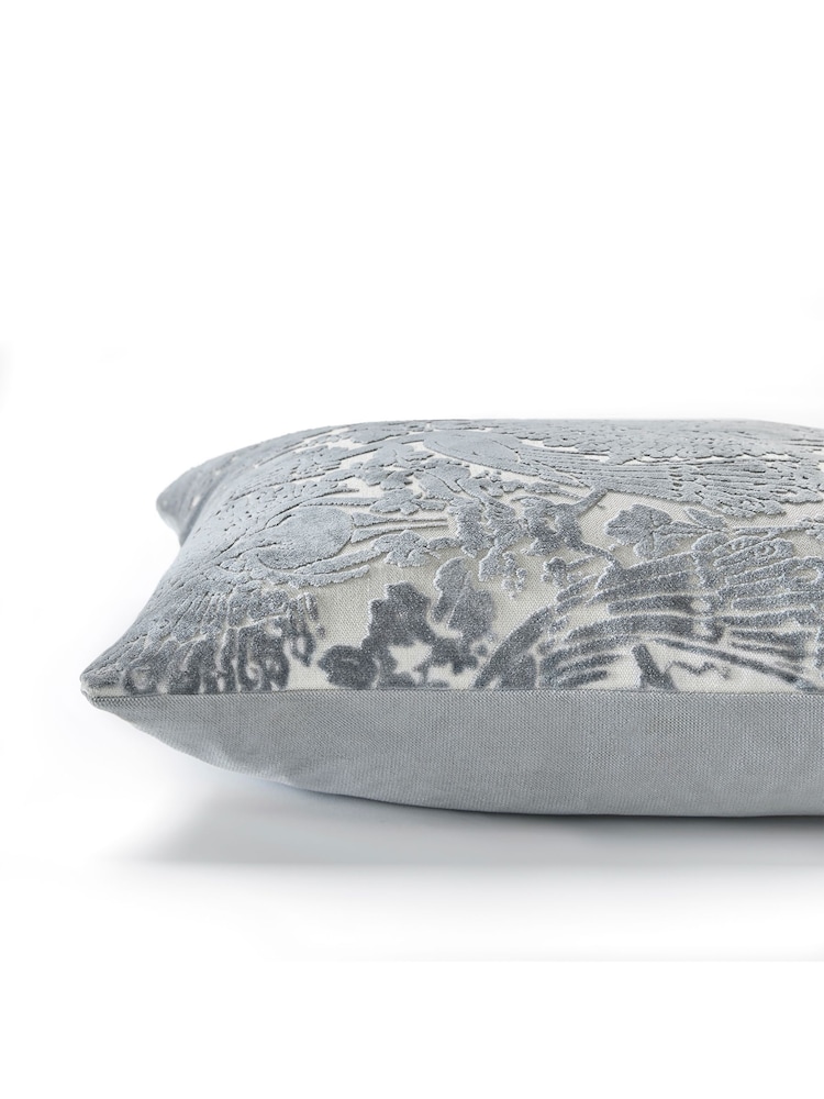 Laura Ashley Steel Peacock Damask Cushion - Image 4 of 4