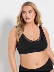 Yours Curve Black Seamfree Ribbed Lace Trim Bras 2 Pack - Image 3 of 5