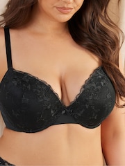 Yours Curve Black Floral Print Embellished Padded Bras 2 Pack - Image 5 of 9