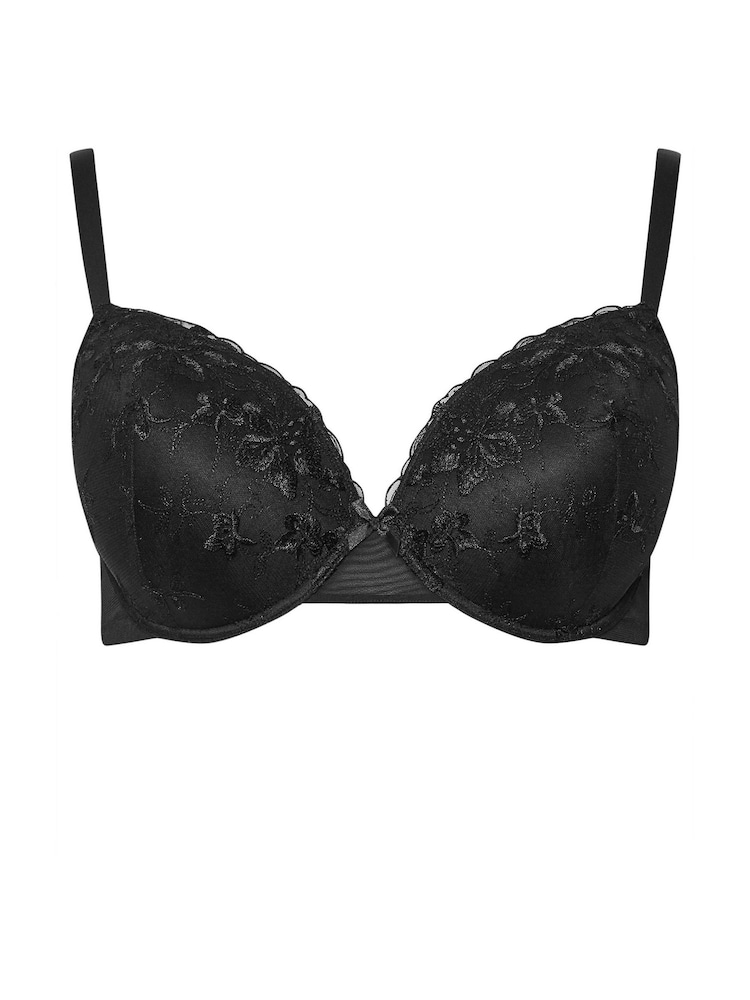 Yours Curve Black Floral Print Embellished Padded Bras 2 Pack - Image 9 of 9