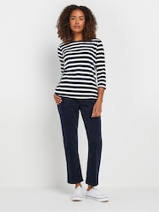 M&Co Blue 100% Cotton 3/4 Sleeve Crew Neck Top - Image 2 of 5