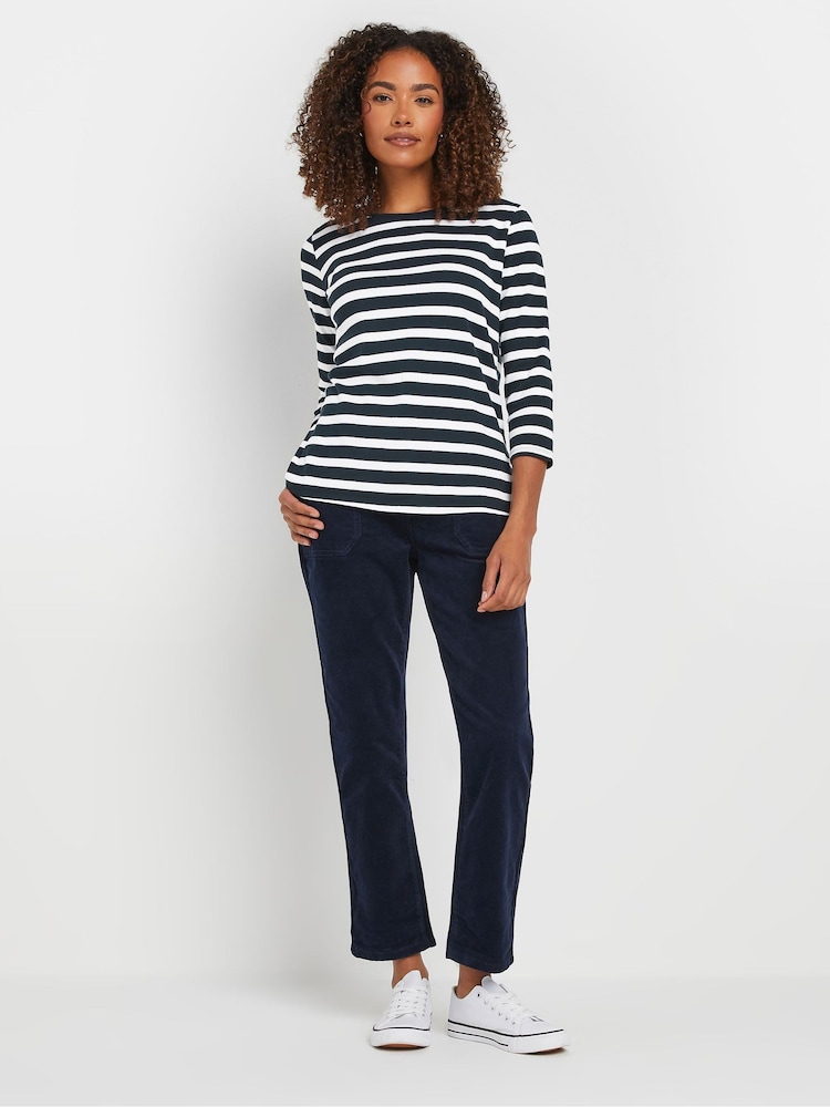 M&Co Blue 100% Cotton 3/4 Sleeve Crew Neck Top - Image 2 of 5