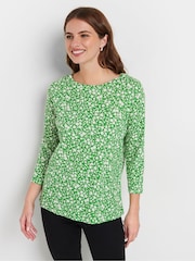 M&Co 100% Cotton 3/4 Sleeve Crew Neck Top - Imagen 1 de 5