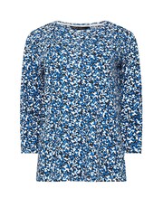 M&Co Blue 100% Cotton 3/4 Sleeve Crew Neck Top - Image 5 of 5