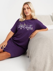 Yours Curve Purple Follow Your Dreams Sleep T-Shirts 2 Pack - Image 4 of 8