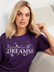 Yours Curve Purple Follow Your Dreams Sleep T-Shirts 2 Pack - Image 5 of 8
