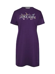 Yours Curve Purple Follow Your Dreams Sleep T-Shirts 2 Pack - Image 7 of 8