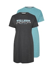 Yours Curve Grey Wellness Sleep T-Shirts 2 Pack - Image 6 of 8