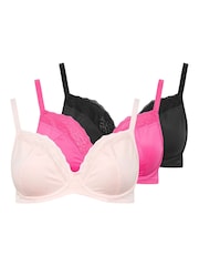 Yours Curve Pink Mesh Underwired Bras 3 Pack - Image 7 of 11