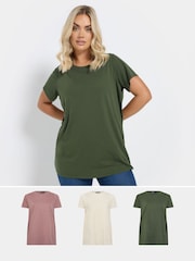 Yours Curve Pink Core Short Sleeve T-Shirts 3 Pack - Image 1 of 9