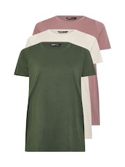 Yours Curve Pink Core Short Sleeve T-Shirts 3 Pack - Image 6 of 9