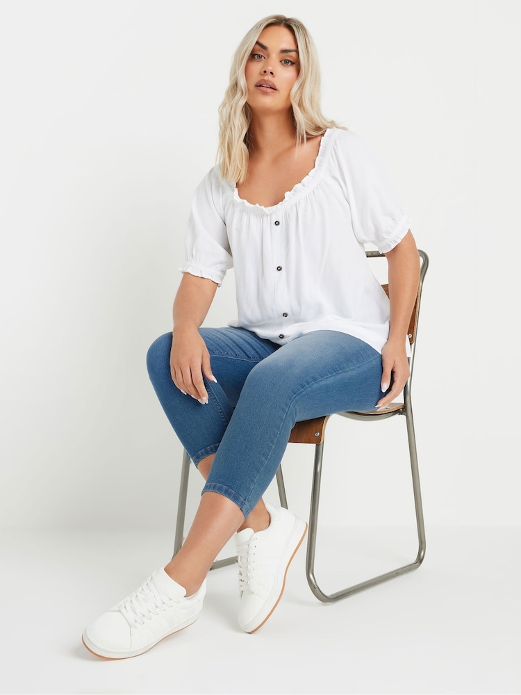 Yours Curve Blue Cropped Jenny Jeggings - Image 2 of 9 Yours Curve Blue Cropped Jenny Jeggings - Image 2 of 9