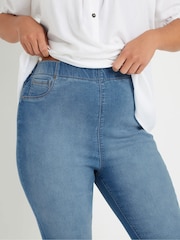 Yours Curve Blue Cropped Jenny Jeggings - Image 4 of 9