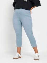 Yours Curve Blue Cropped Jenny Jeggings - Image 1 of 6