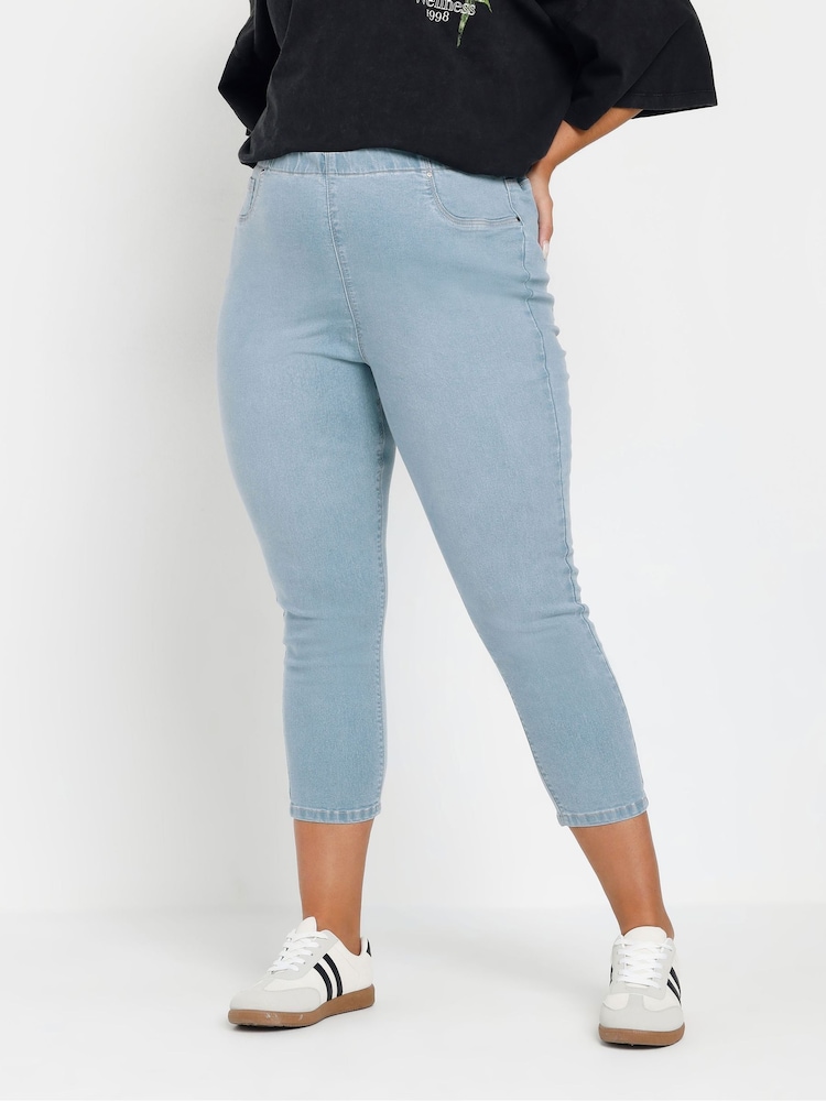 Yours Curve Blue Cropped Jenny Jeggings - Image 1 of 6
