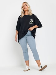 Yours Curve Blue Cropped Jenny Jeggings - Image 5 of 6