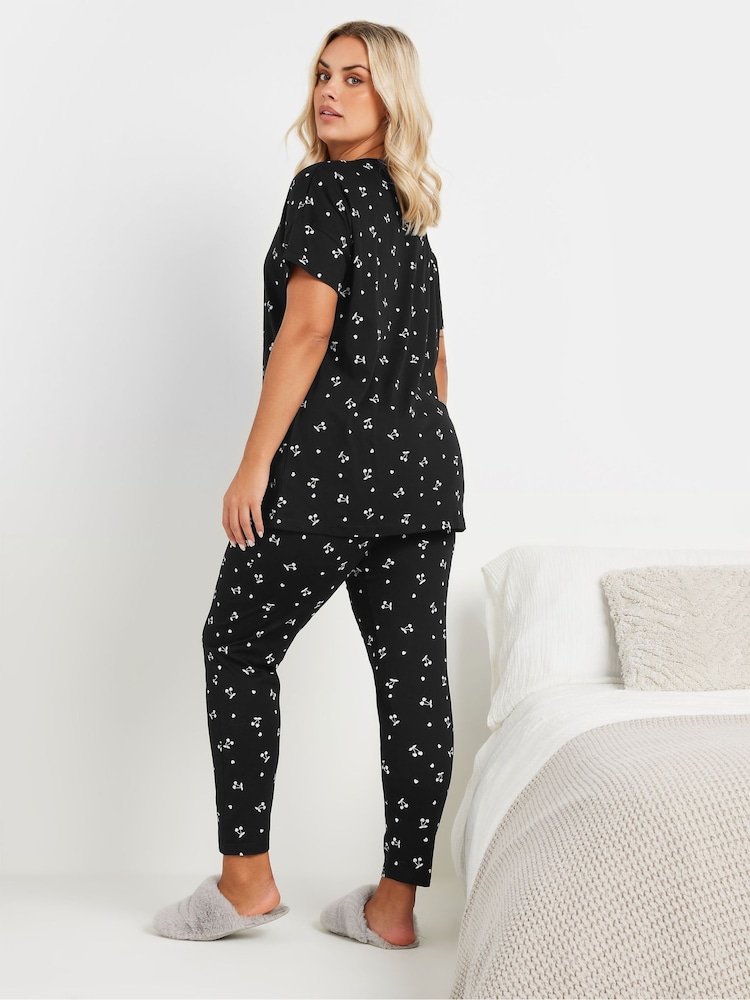 Yours Curve Heart 100% Cotton Cherries Tapered Pyjamas Set - صورة 2 من 5