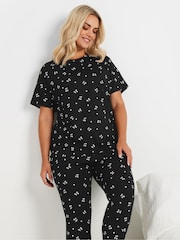 Yours Curve Heart 100% Cotton Cherries Tapered Pyjamas Set - صورة 3 من 5
