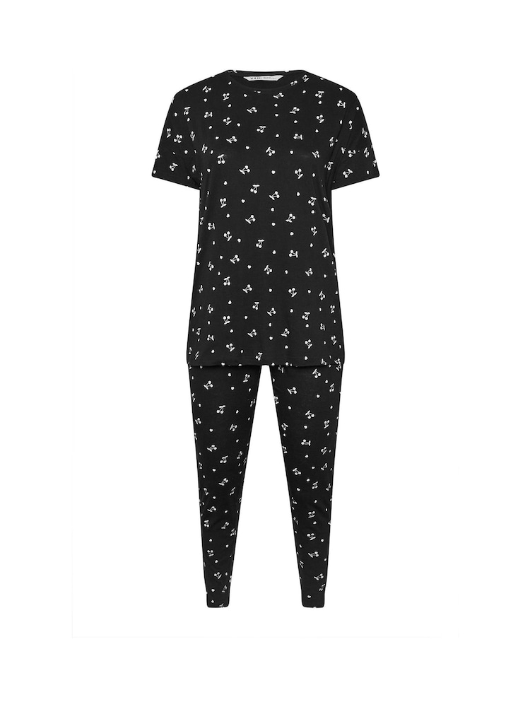 Yours Curve Heart 100% Cotton Cherries Tapered Pyjamas Set - صورة 5 من 5