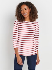 M&Co Red 3/4 Sleeve Slash 100% Cotton Neck Top - Image 1 of 5