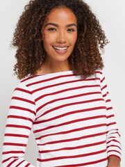 M&Co Red 3/4 Sleeve Slash 100% Cotton Neck Top - Image 4 of 5
