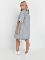 Yours Curve Blue 100% Cotton Denim Shirt Dress - Image 3 of 5