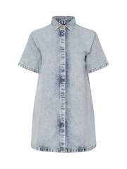 Yours Curve Blue 100% Cotton Denim Shirt Dress - Image 5 of 5