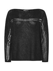 Yours Curve Black Knitted Pointelle Jumper - Image 5 of 5