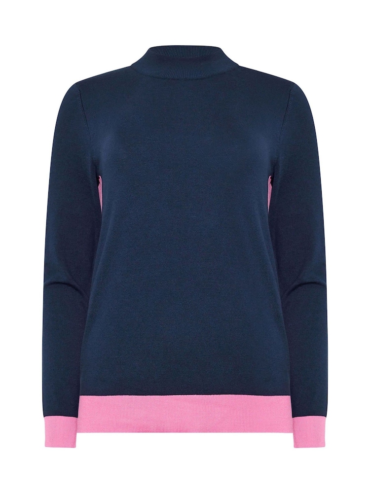 M&Co Navy Blue/Pink Colourblock Knitted Jumper - Image 5 of 5