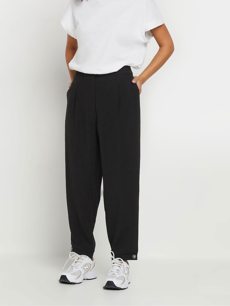 PixieGirl Petite Black Tailored Barrel Button Trousers - Image 2 of 5