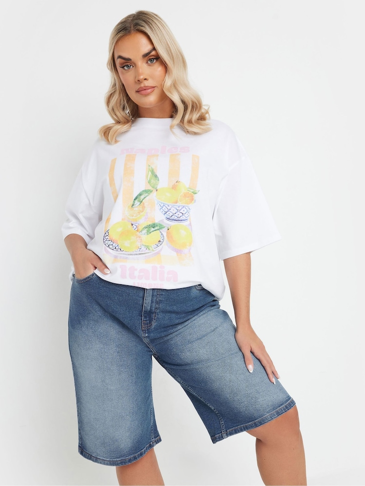 Yours Curve Blue Denim Shorts - Image 5 of 6