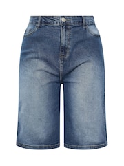 Yours Curve Blue Denim Shorts - Image 6 of 6