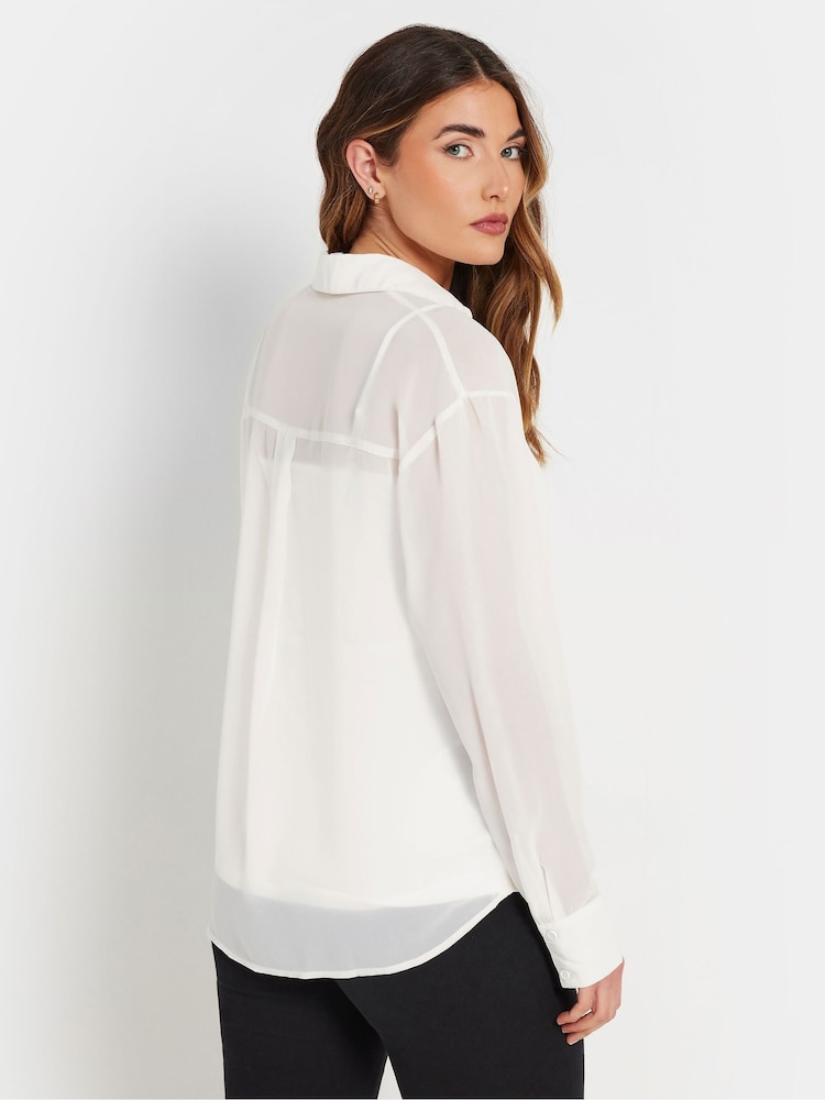 Long Tall Sally Natural Georgette Sheer Shirt - Image 3 of 5