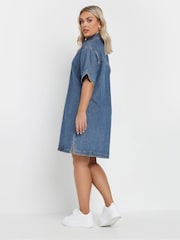 Yours Curve Blue Denim 100% Cotton Shirt Dress - Image 3 of 5