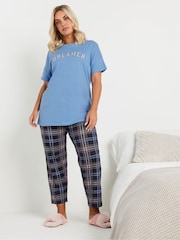 Yours Curve Blue Dreamer Sleep T-Shirt 100% Cotton Top - Image 2 of 5