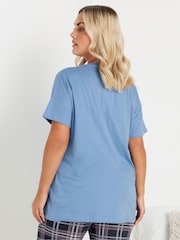 Yours Curve Blue Dreamer Sleep T-Shirt 100% Cotton Top - Image 3 of 5
