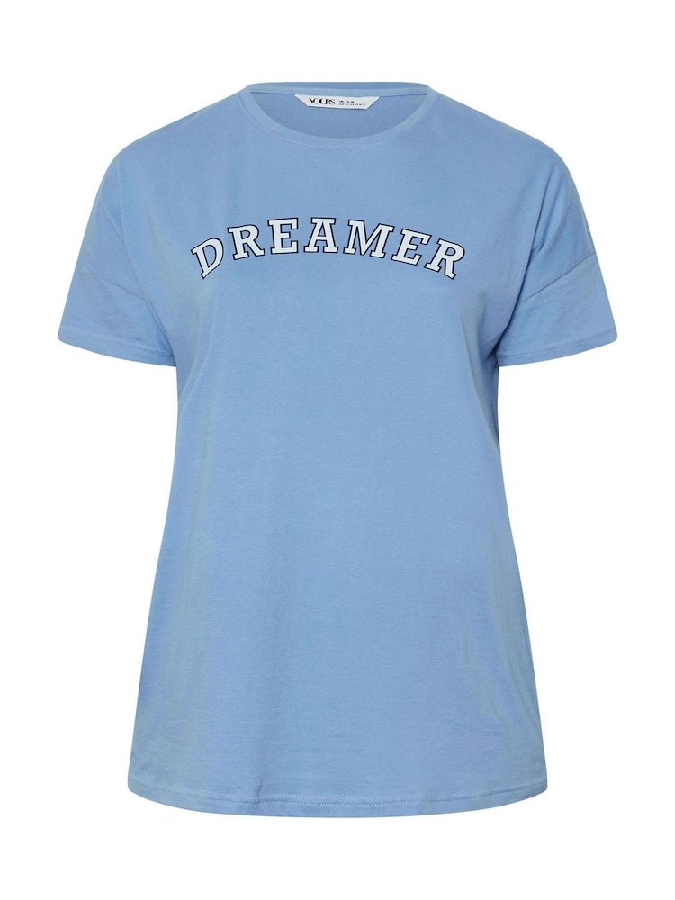 Yours Curve Blue Dreamer Sleep T-Shirt 100% Cotton Top - Image 5 of 5