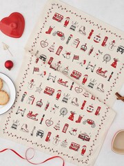 Victoria Eggs Red London Christmas  Tea Towels Set of 2 - Image 1 of 4