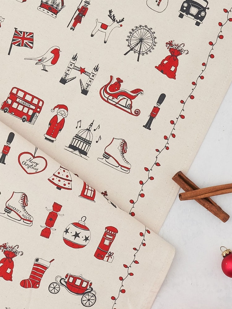 Victoria Eggs Red London Christmas  Tea Towels Set of 2 - Image 2 of 4