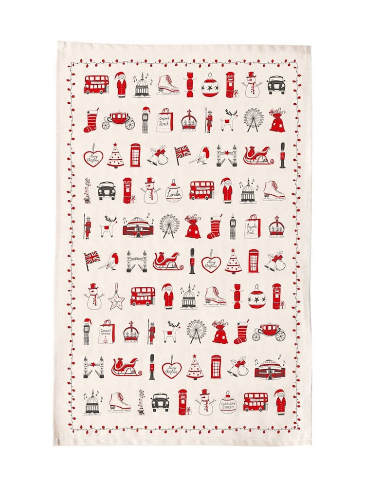 Victoria Eggs Red London Christmas  Tea Towels Set of 2 - Image 4 of 4