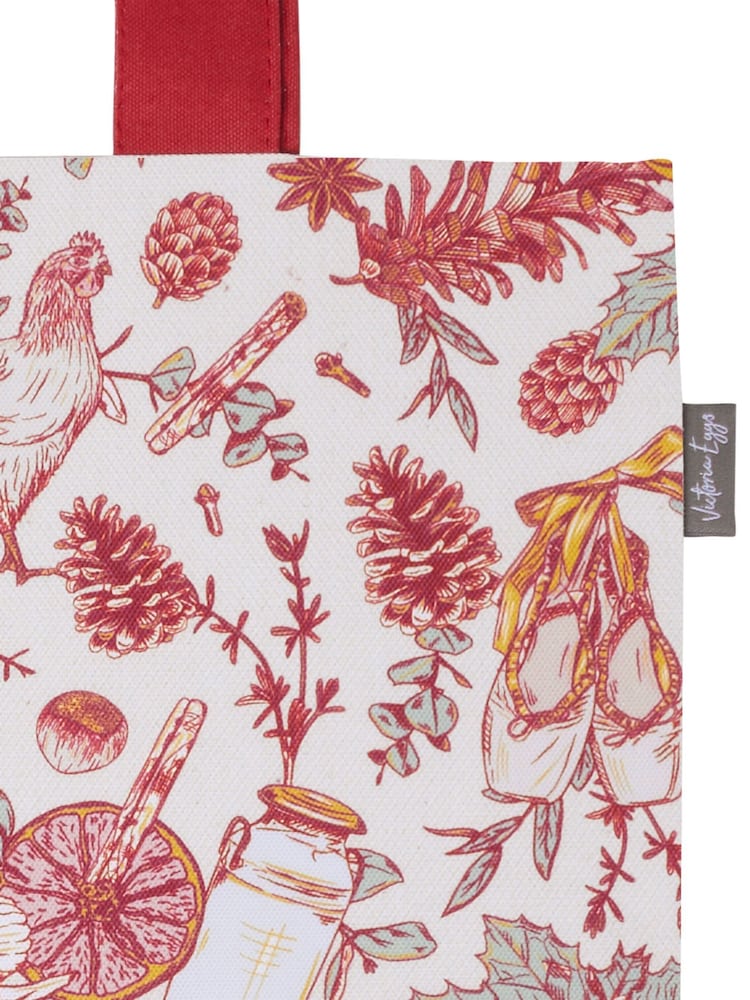 Victoria Eggs Red Twelve Days of Christmas Canvas Bag - Image 2 of 2